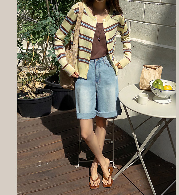 Line Pattern Cool Rayon Cardigan