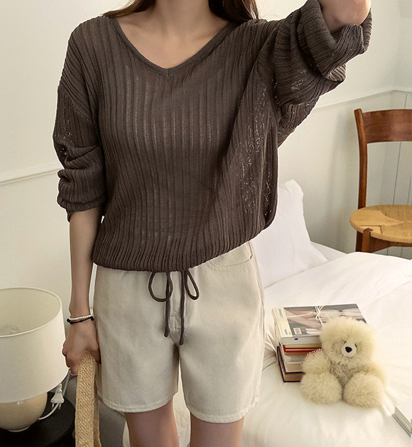 Sunny-day Cool-touch String Ribbed Knitwear