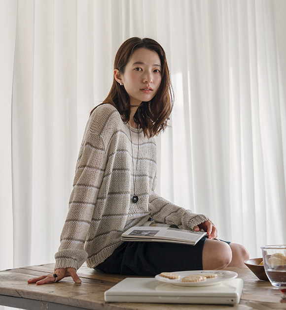 Loes Striped Boucle Knitwear