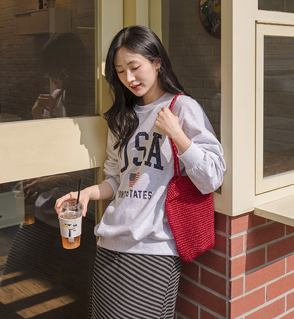 USA Printing Loose-fit Sweatshirt