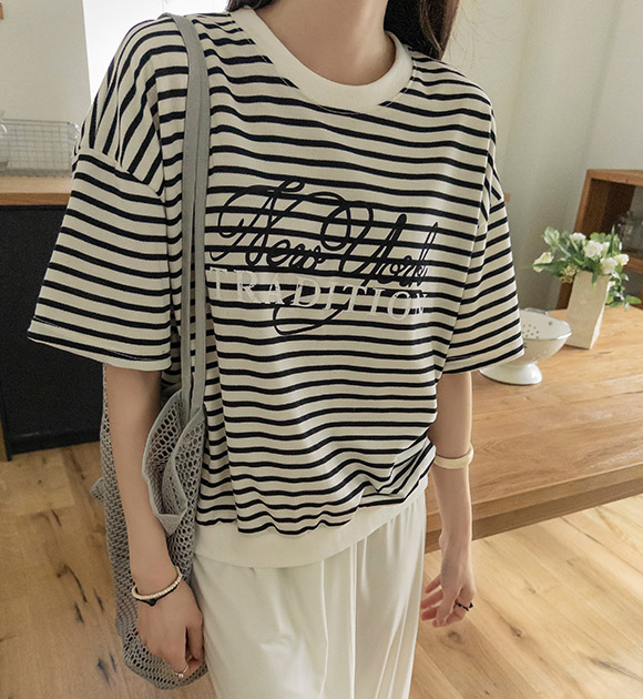 Peter Stripe Short-sleeve Sweatshirt