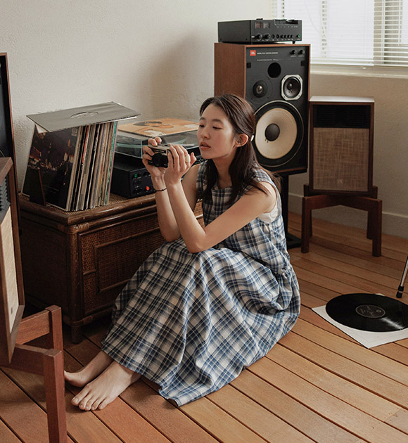 Summer Mood Checkered Sleeveless Dress (String Set)