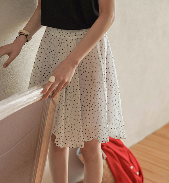 Flowy Chiffon Dot Skirt