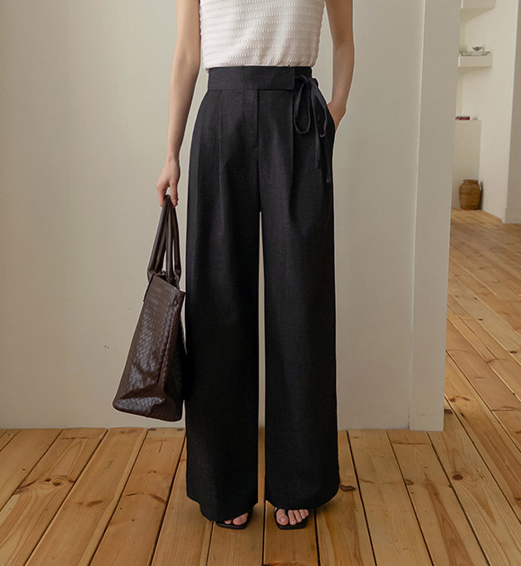 Faded Tencel Strap Denim Pants