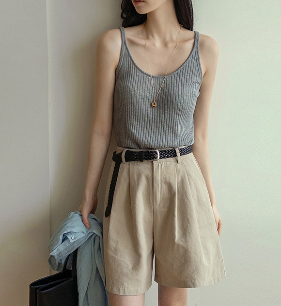 Sand Relaxed Fit Cotton Shorts (Belt Set)