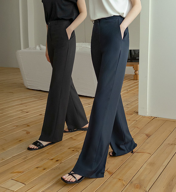 City Flowing Back-elastic Straight Slacks
