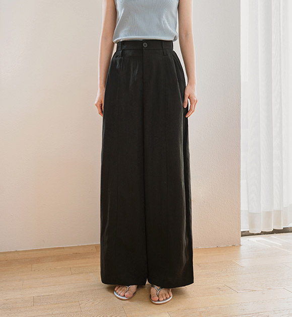 Extra-cool Lyocell Linen Panel Pants (with Strap Set)