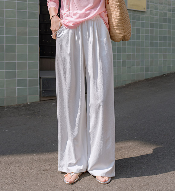Wrinkle-free Cool Banded Wide Pants
