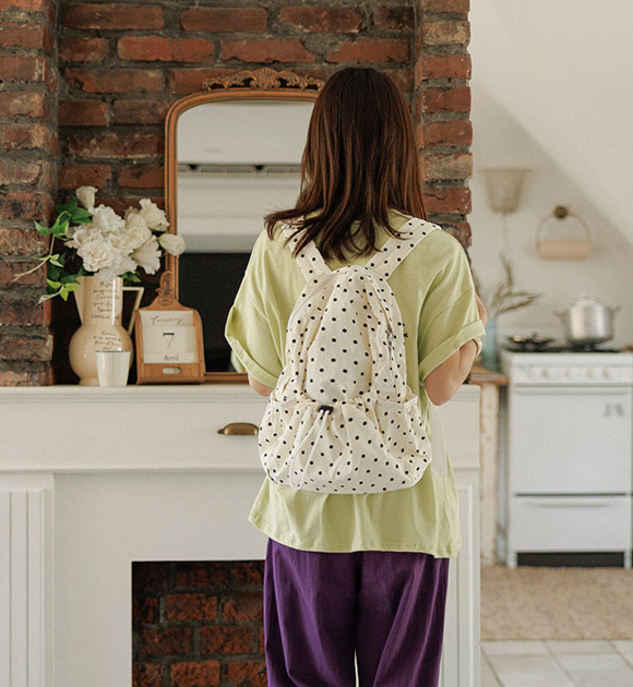 Cute Polka Dot Pocket Backpack
