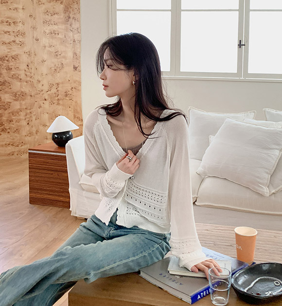 Delicate Fit Wavy Cardigan