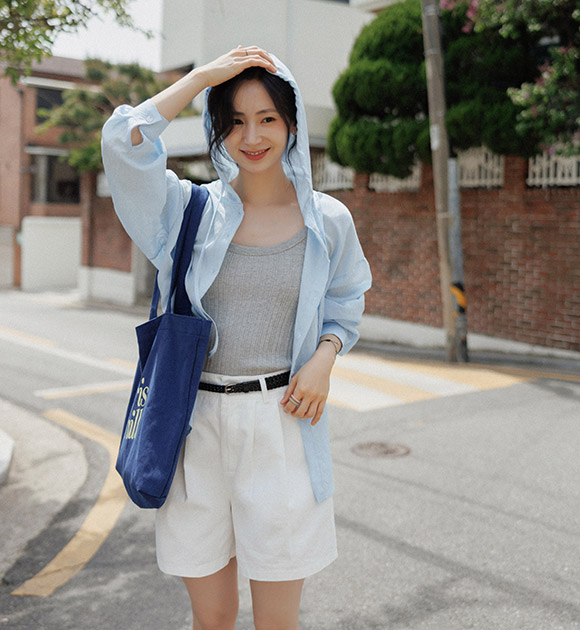 Shine Summer Loose Fit Hooded Shirt