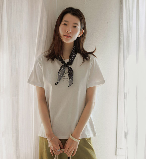 Puppy Short-sleeve T-shirt (Scarf Set)