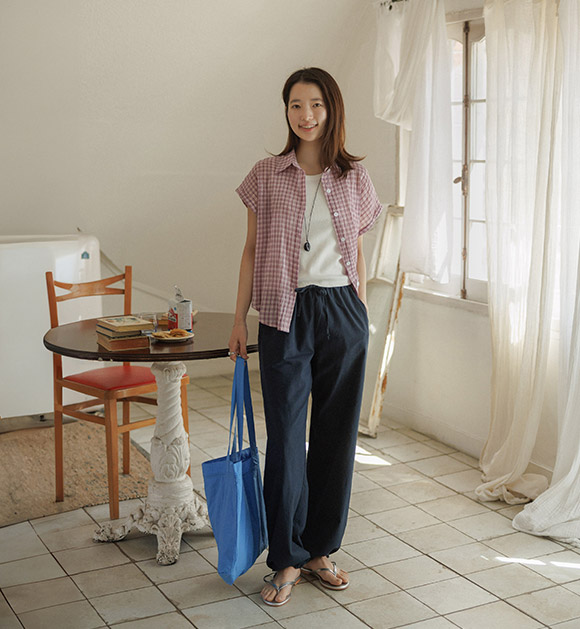 On Mood Roll-up Check Short-sleeve Shirt