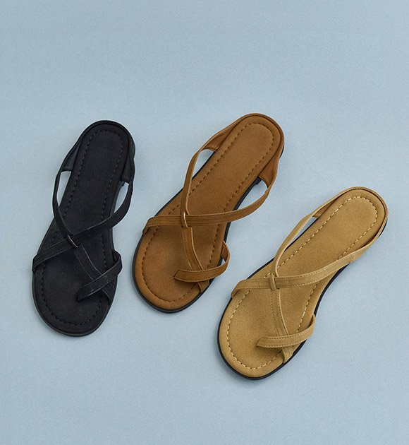 Suede-touch Twisted Strap Slippers