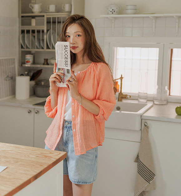 Lightweight Cotton Shirring Blouse