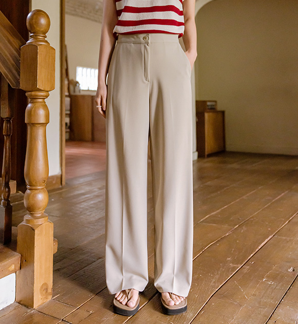 [J-BASIC] Cheese Spandex Hidden Banding Slacks