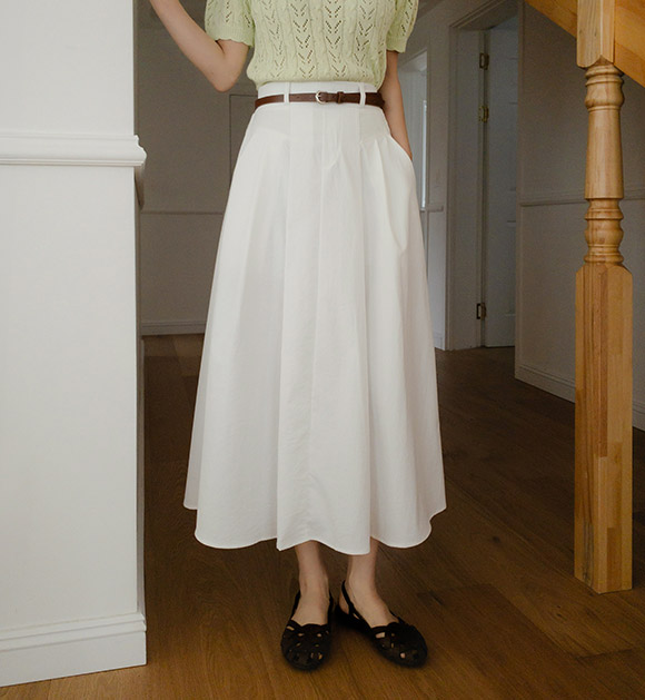 Crispy-texture Touch Back-banding Skirt (Belt Set)