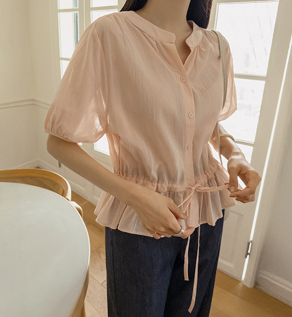 Mauve String Delicate Fit Frill Blouse