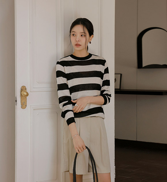 Jeki Viscose Linen Stripe Knitwear