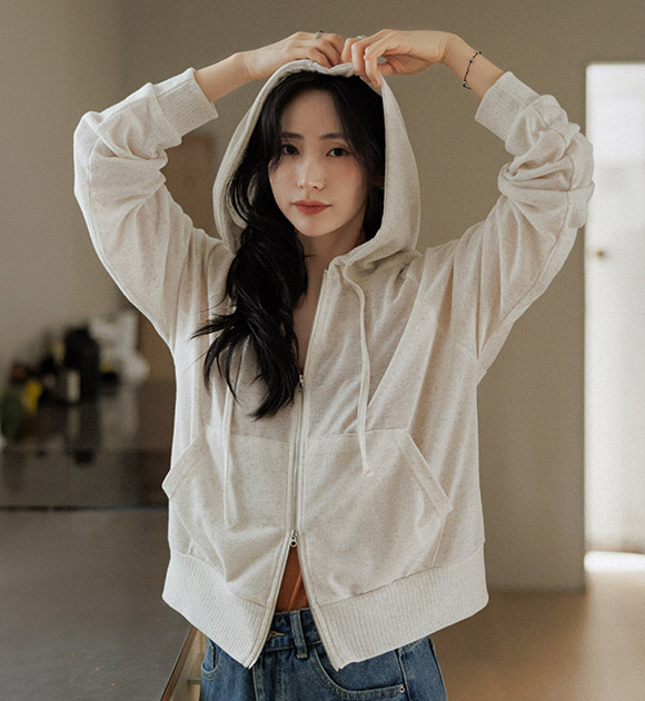 [JUST BETTER] Everyday Light Linen Hooded Zip-up