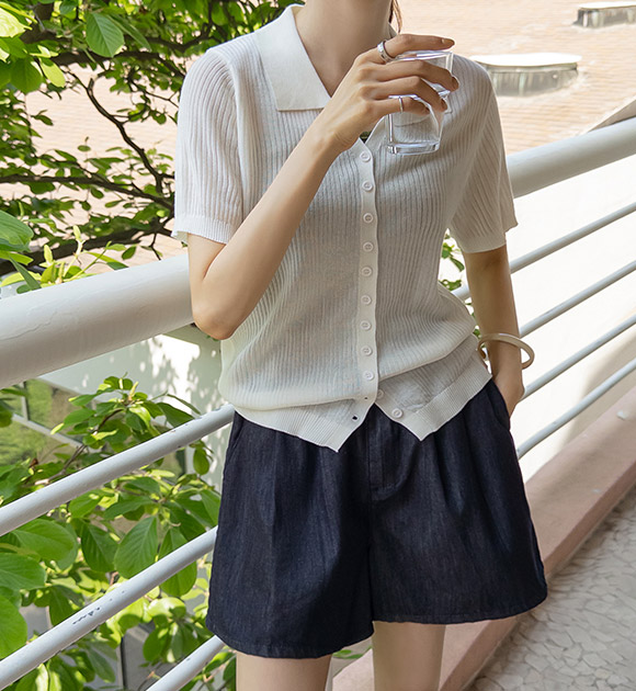Cool Lyocell Collar Knit Cardigan