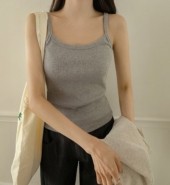 Cotton Spandex Round Spaghetti Strap Top