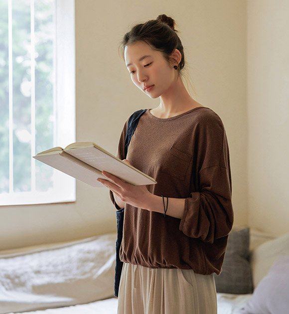 Natural-Fit Linen Banding Pocket Tee