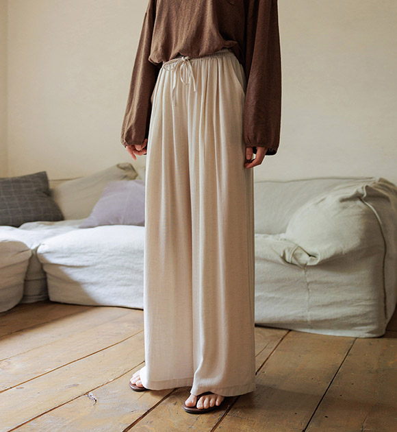Midsummer Linen Pintuck Banding Pants