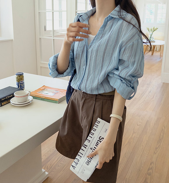 Breeze Cool Striped Roll-up Shirt