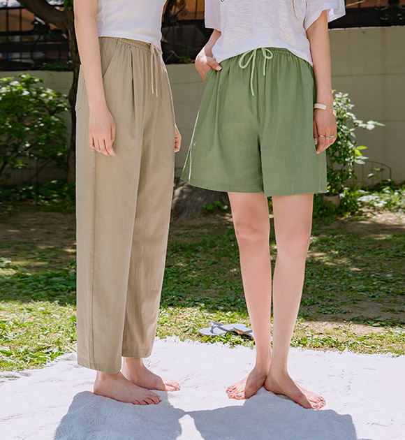 Summer Full-Banding Linen Pants (Shorts/Long Pants)