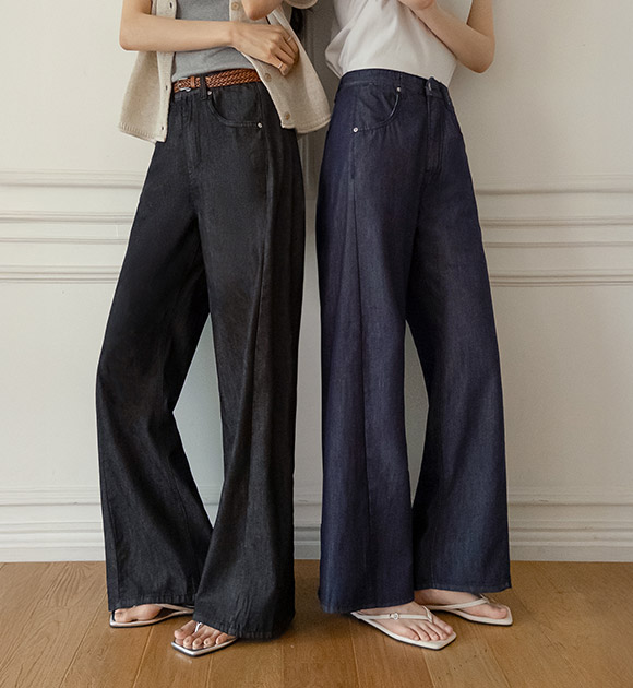 Ice-Touch Non-Fade Seam Wide Denim (Short/Basic/Long)