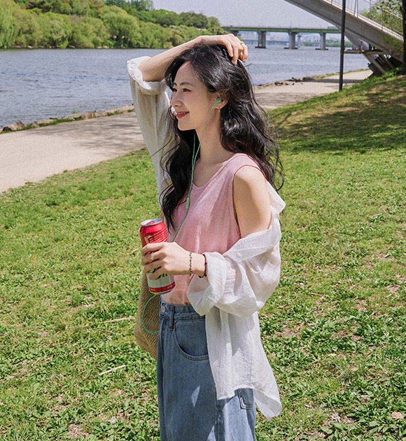 Sherbet Cool Rayon Shirt + Tank Top Set