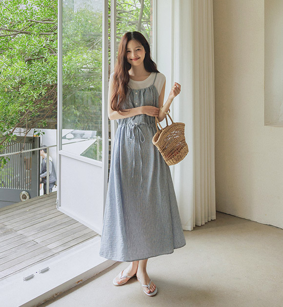 Noha Linen Touch Sleeveless Dress