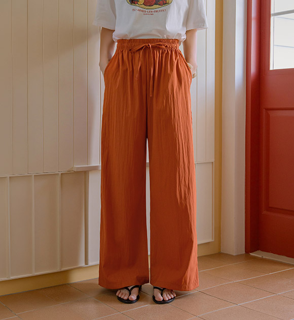 Rustling Washer Fabric Banded Pants