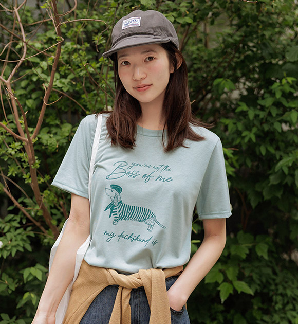 Dog Print Soft Stretch Short-Sleeve Tee
