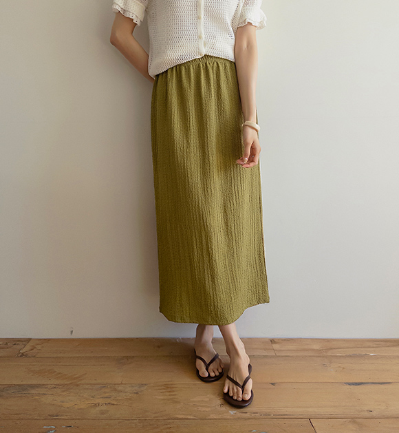 Refreshing Embossed Wrinkle Spandex Banding Skirt