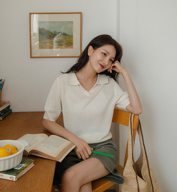 Lander v-collar linen knit