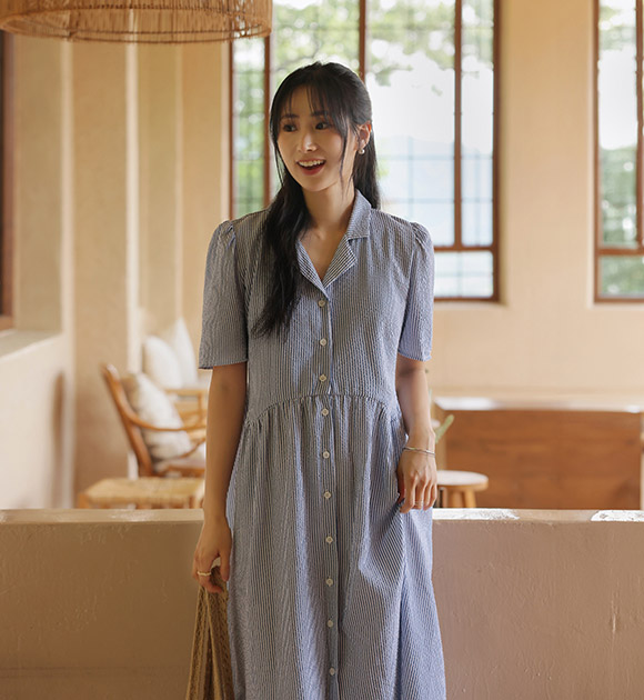 Molly Seersucker Stripe Collared Dress