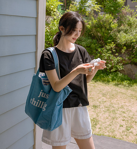Lettering Stripe Reversible Eco Bag
