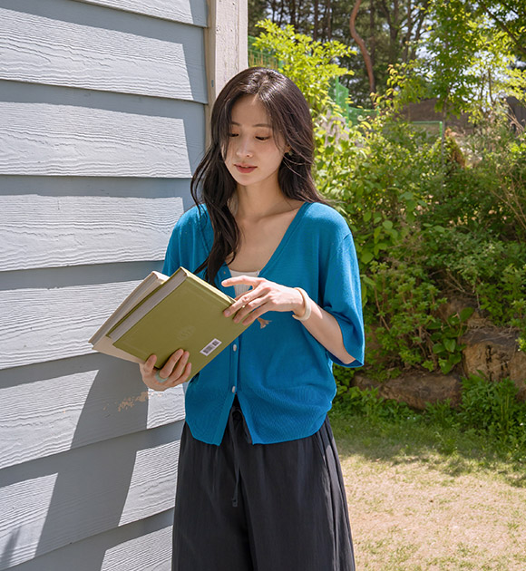 Slim Waist Arm-Cover Short Sleeve Cardigan