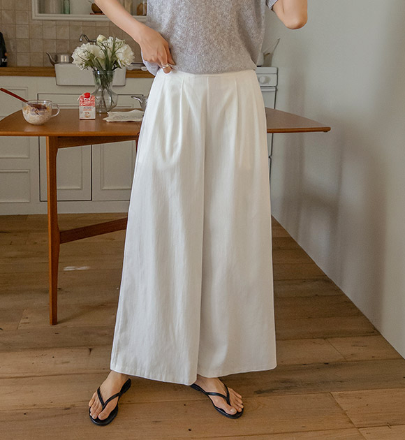 Dani Stretch Linen Pintuck Wide Pants