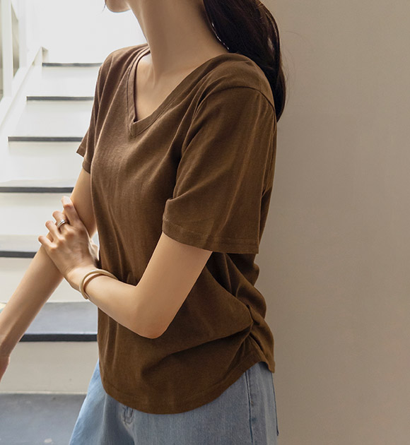 Cool Slub Tummy Control Shirred Tee