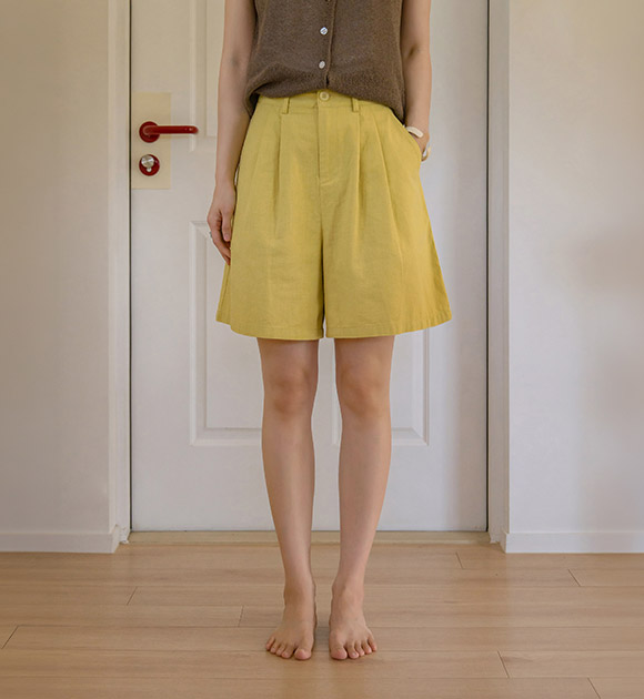 Lush Linen-Touch Pintuck Shorts