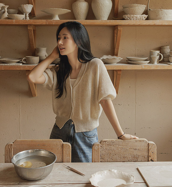 Nir Whole-Garment Engraved-Button Linen Cardigan