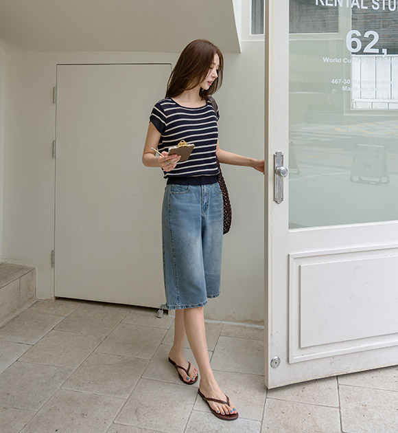 Hannah Square-Neck Striped Knitwear