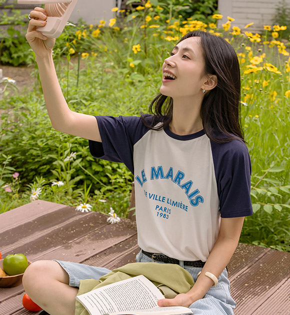 Le Marais Soft Modal Raglan Color-Block T-Shirt