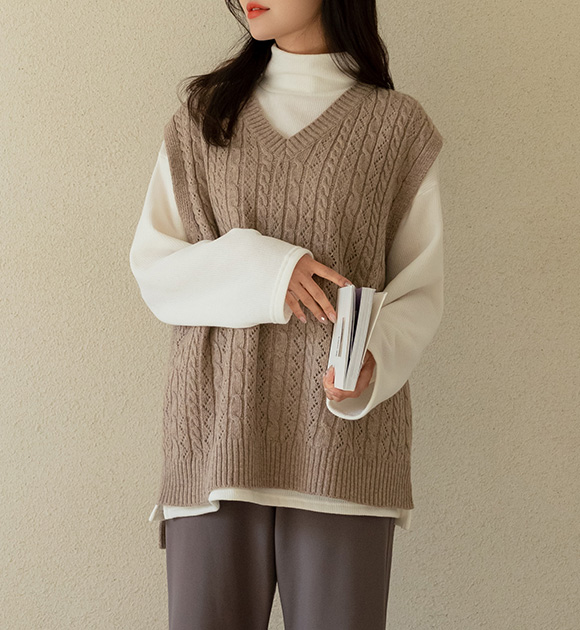 5FO0188AA_ Relaxed box fit 3D wool vest