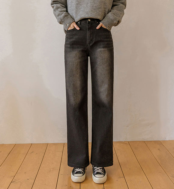 Heatwarm Fleece Semi-Wide Jeans (Short/Basic/Long)