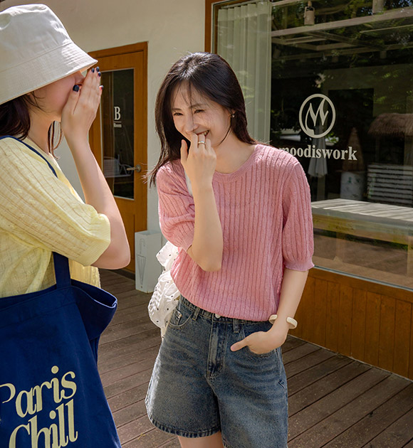 Eco-friendly Cooling Twisted Short-Sleeve Knitwear