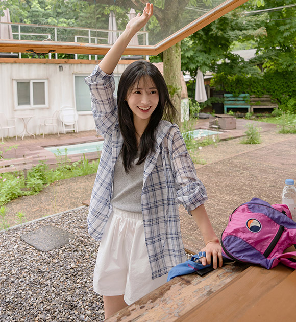 Summer Check Cool Hooded Shirt Outerwear